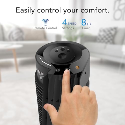 41-Inch Oscillating Tower Fan with Remote Control, Quiet Operation, 4 Speed Settings
