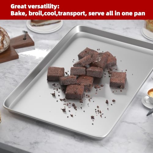Crosson 16x24 Inch Commercial Aluminum Cookie Sheet Pan Set of 3 - Baking Tray & Jelly Roll Pan