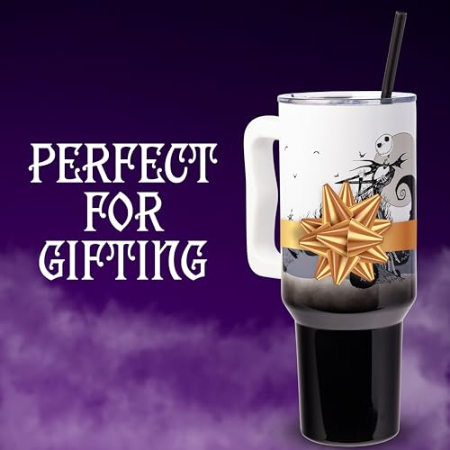 Nightmare Before Christmas Jack Skellington Stainless Steel 40oz Tumbler with Hill & Moon Scene
