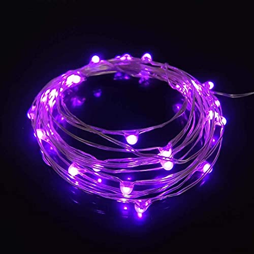 Purple Battery Operated Dewdrop Fairy Lights 10ft 30 LEDs with Timer, Indoor Use