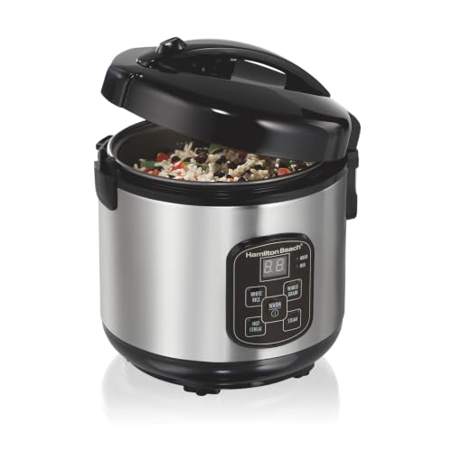 Black Stainless Steel 8-Cup Programmable Rice Cooker & Food Steamer with Rinse Basket