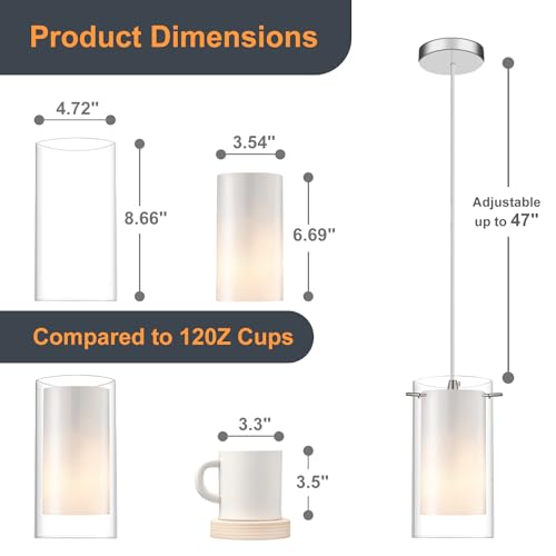 White 3-Pack Pendant Lights for Kitchen Island Adjustable Height Brushed Nickel