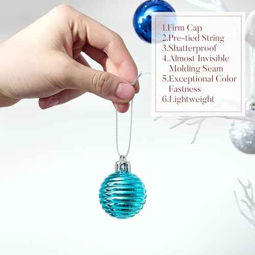 Valery Madelyn 1.57 Inches Small Christmas Tree Decorations Ornament Set for Fall Halloween, 24ct Navy Blue and Silver Shatterproof Hanging Ball Ornaments Holiday Party Decor