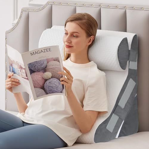 MEGCXIT 3-Piece Wedge Pillow Set for Post Surgery Support, Bed Wedge, White/Grey