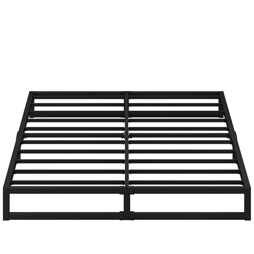 EMODA Queen Bed Frame Black 7 Inch No Box Spring Needed Easy Assembly