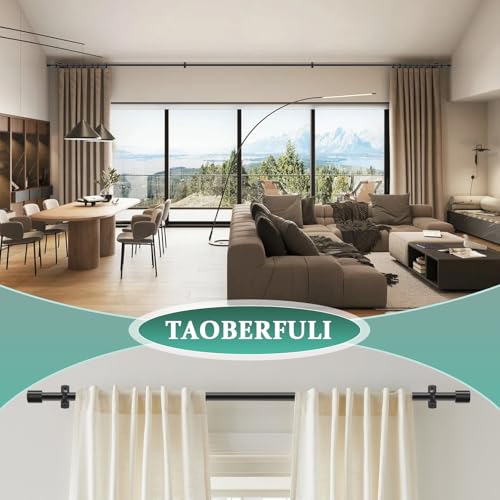 Adjustable Extra Long Curtain Rod 32-240 Inches Black Heavy Duty Metal Rod for Indoor Outdoor Room Divider