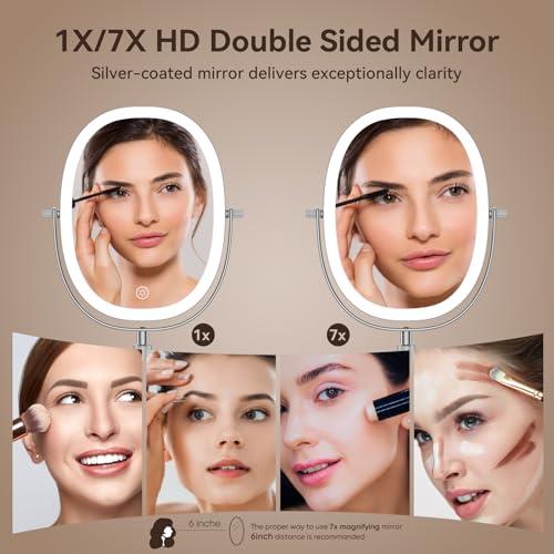 DeLanges Lighted Makeup Mirror with 7x Magnification & Adjustable Height