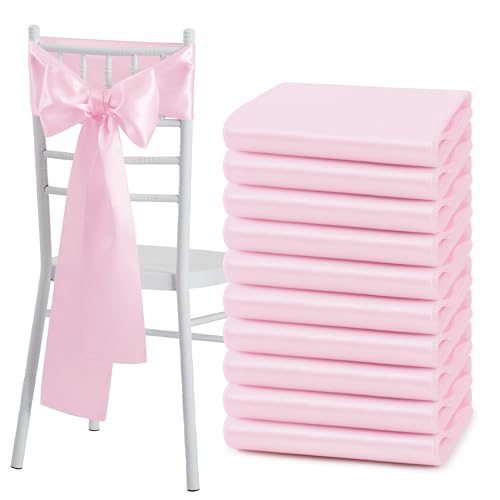 Pink Satin Chair Sashes 6 x 108 Inch - 50 Pack | Counfeisly Wedding Party Decor