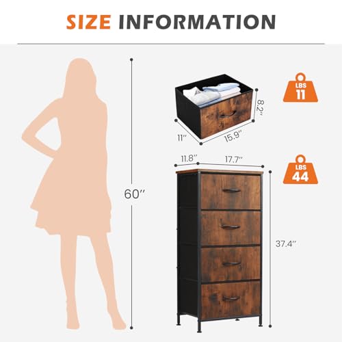 Brown 4-Drawer Dresser for Bedroom Storage Organizer - Sweetcrispy