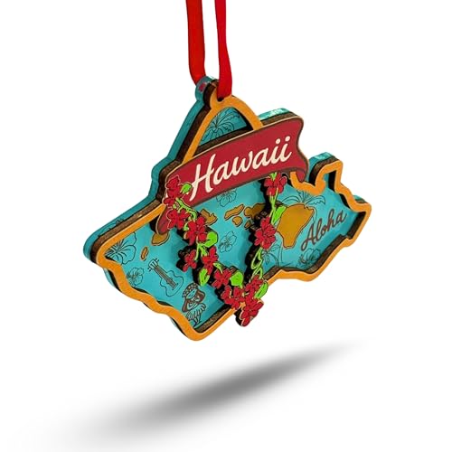 Hawaii Christmas Ornament - Tropical Island Decor, Wooden & Acrylic Holiday Gift