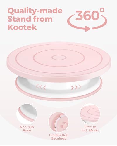 Kootek 158-Piece Cake Decorating Kit with Pink Spinning Turntable & Tools
