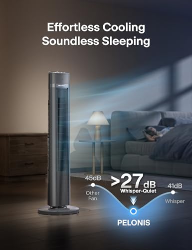 Black 40-Inch Bladeless Tower Fan with Remote, 3 Modes & Timer