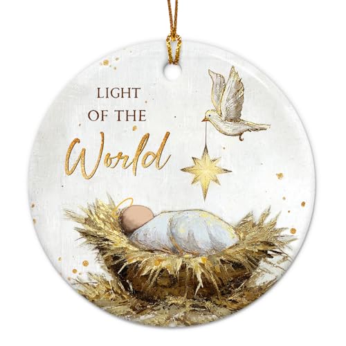 Nativity Christmas Ornament Set – Ceramic Nativity Scene for Christmas Tree, 2.87 inch