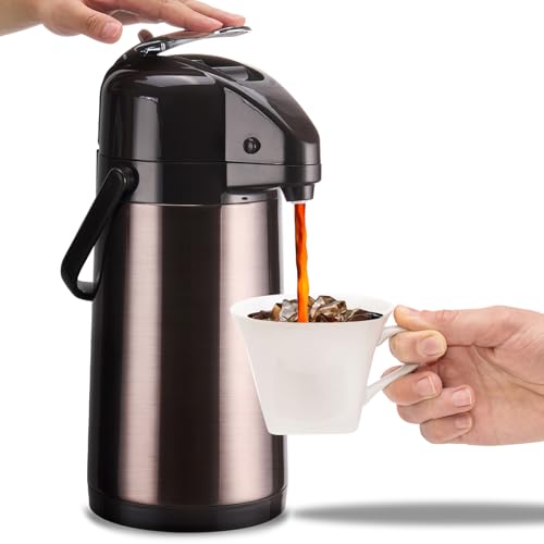 PARACITY Coffee Carafe 84.5 Fl Oz Gold Brown Airpot Dispenser with Pump