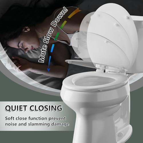 Angol Shiold Slow Close Elongated Wooden Toilet Seat - White 18.5"