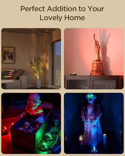 Rechargeable RGB Spotlights for Indoor Decor - Wireless Uplights with Remote & Magnetic Mount