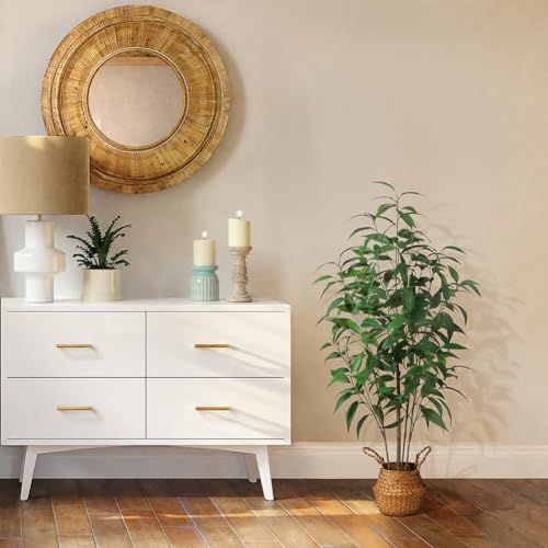 4Ft Artificial Eucalyptus Tree with Basket & Silk Leaves - Faux Indoor Outdoor Plant - Ferrgoal