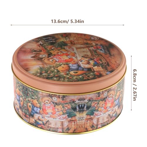 Set of 4 Christmas Cookie Tins with Lids - Holiday Metal Cookie Jars with Bear & Snowman Designs