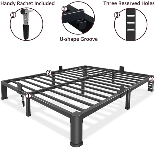 King Bed Frame 10 Inch Low Profile Heavy Duty Metal Platform No Box Spring Needed - Black - Variation of THIS listing