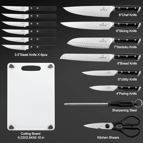 Knife Set with Block Black - 16-Piece Kitchen Cutlery & Sharpener
