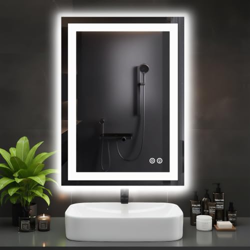LED Bathroom Mirror 24x32 Inch Anti-Fog Rectangular Vanity Mirror - White Variation