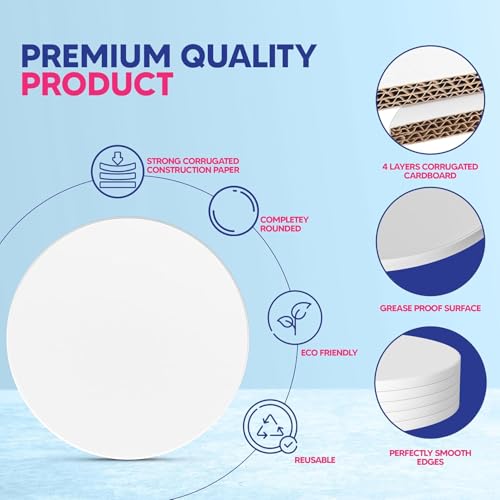 14 Inch Cake Drums - Pack of 12 White Round Cake Boards for Cakes & Patisserie