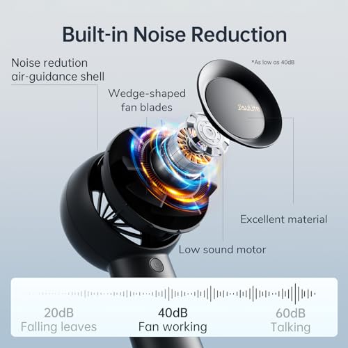 JISULIFE Portable Handheld Turbo Fan 6000mAh Rechargeable 5-Speed Black