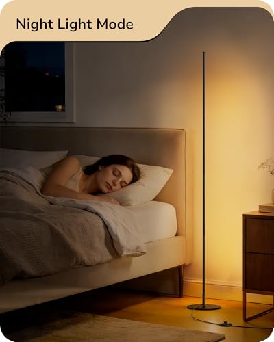 EDISHINE 59.8-Inch Black Floor Lamp with Remote, Dimmable & 3CCT Settings
