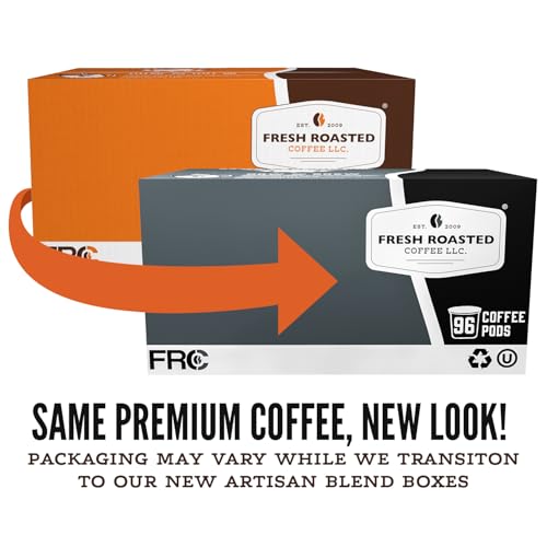 Fresh Roasted Coffee Seriously Dark Decaf K-Cup Pods 96 Count - Medium Roast, Recyclable, Kosher
