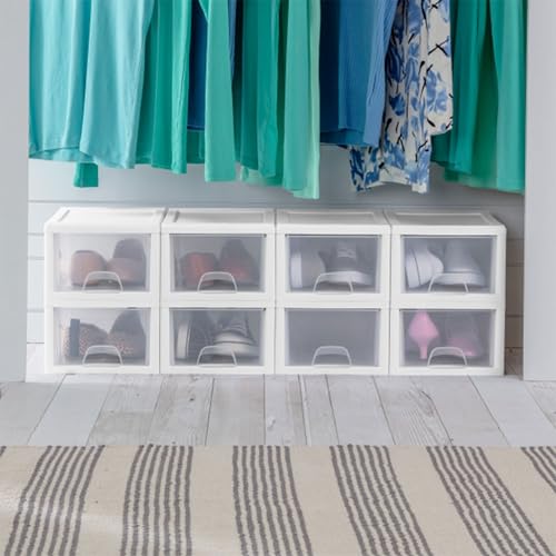 Sterilite Stacking Drawer Storage Organizer for Clothes 6 Quart 6 Pack