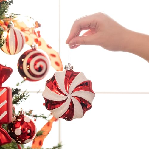 Valery Madelyn Christmas Ornament Set - Red & White Shatterproof Holiday Decorations