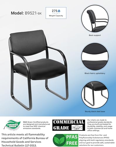Black Fabric Guest Office Chair - Comfortable Meeting & Reception Seating