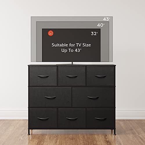 Large Charcoal Black 8-Drawer Wide Dresser for Bedroom Storage - Modern Design Variation of Charcoal Black / Large 8 Drawers