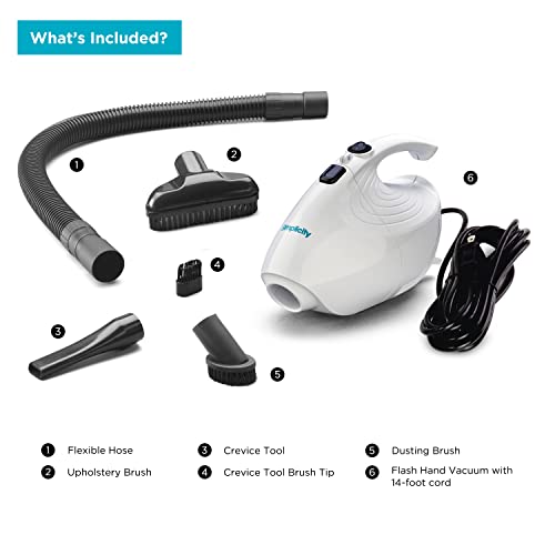 Simplicity Flash Mini Handheld Vacuum Cleaner - Portable Corded Dust Remover