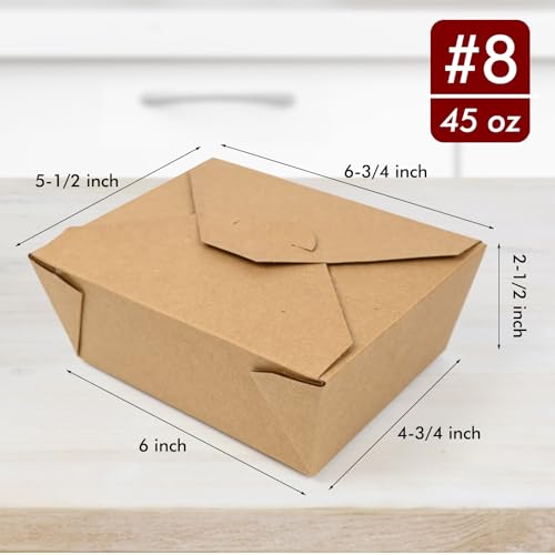 300 Pack 45 oz Kraft Paper Takeout Food Containers - EcoDispose