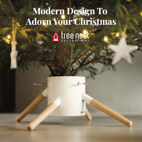 Tree Nest White Christmas Tree Stand Up to 10ft Metal Base for Real Tree