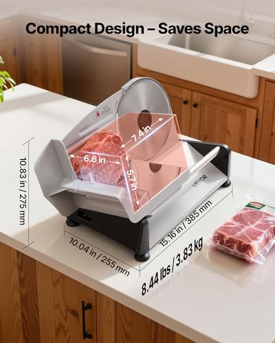 7.5 Inch Electric Meat Slicer 200W with Adjustable Thickness Food Slicer for Deli & Ham