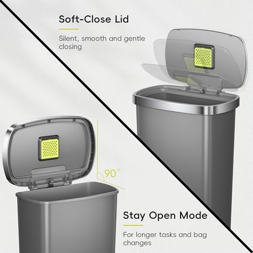 EKO Hana Select 13.2 Gallon Step Trash Can - Space Grey, Large Plastic Kitchen Bin