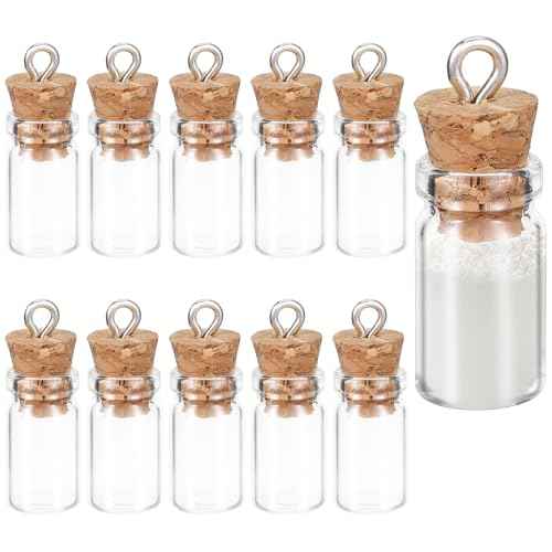 Thinp 16 Pcs Mini Glass Bottles with Cork, 1ml Capacity, Round Shape, Fantasy Theme, Lightweight, Reusable, Perfect for DIY Crafts, Christmas Tree Decoration