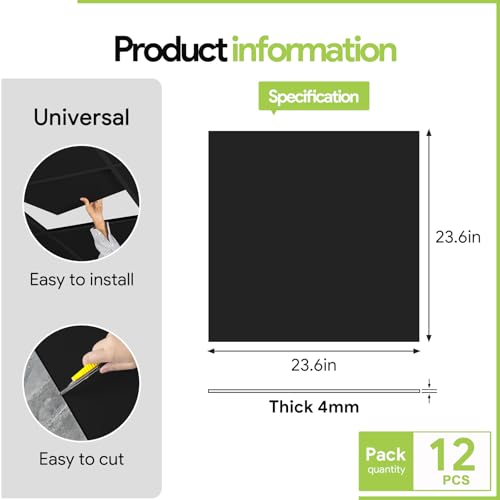 Black 2ft x 2ft Drop Ceiling Tiles - Waterproof & Fire-Rated PVC - Pack of 12