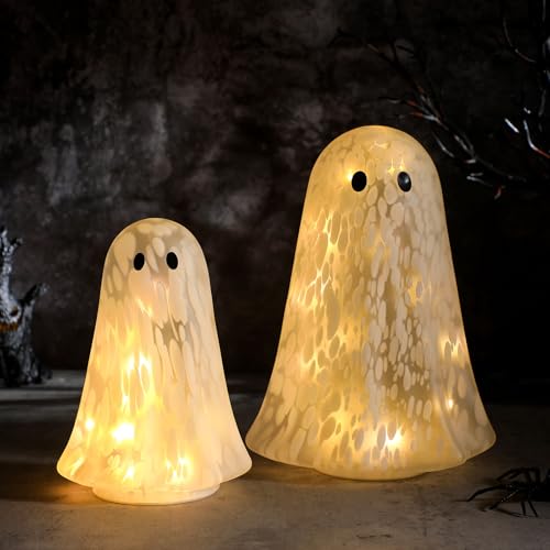 Ghost Halloween Confetti Glass Table Lights - 2 Sizes, Spooky Decor - Variation: Ghost