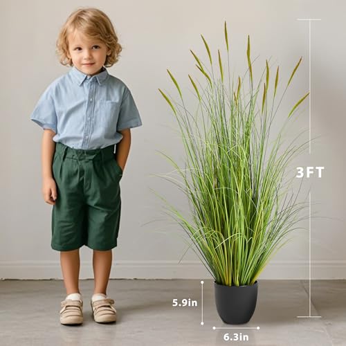 3ft Artificial Cattail Reed Grass Plant - 2 Pack Indoor Outdoor Faux Greenery