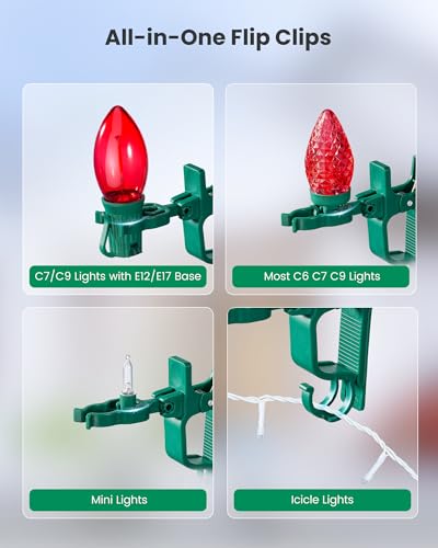 SURAIELEC 50 Pack Christmas Light Clips for C7/C9, Waterproof Gutter Clips