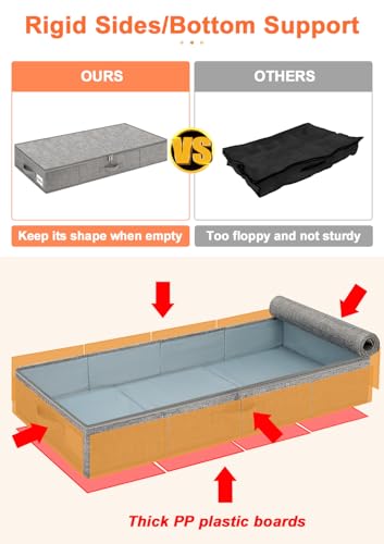 Punemi 5 Inch Low Profile Under Bed Storage Bin - Grey 2 Pack
