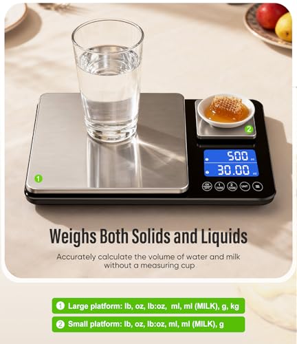 Dual Platform Digital Kitchen Scale 33 lb & 1.1 lb Food Weighing Machine