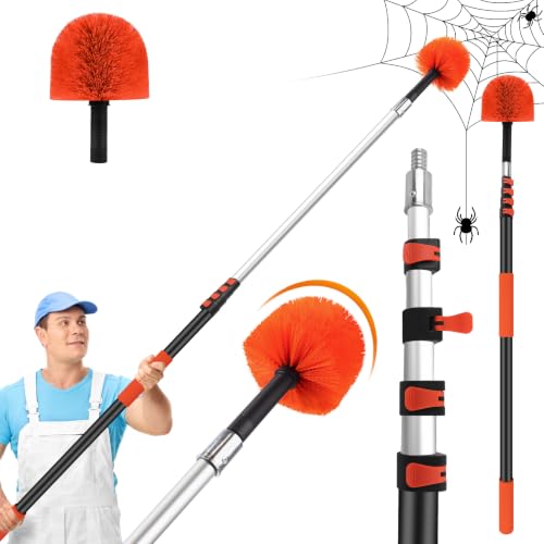 26 FT Cobweb Duster with Extendable Pole - Spider Web & Dust Brush, Reach 20 FT