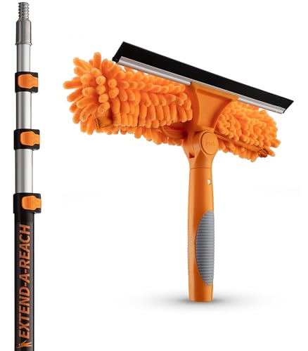 12 Ft Window Washing Kit with Extension Pole and Squeegee - Reach Up to 20 Feet