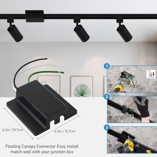 Black 3-Color Dimmable LED Track Lighting Kit with 6 Heads & Rails