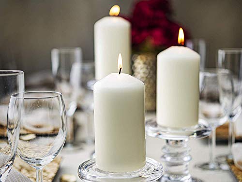 12 Ivory Pillar Candles Set - Unscented Dripless Long Burn 2.7 x 5 Inch