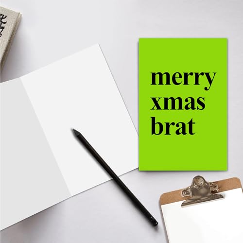 Funny Xmas Brat Greeting Card for Birthdays & Christmas - Glitter Holiday Card for 18th, 21st, 25th, 30th